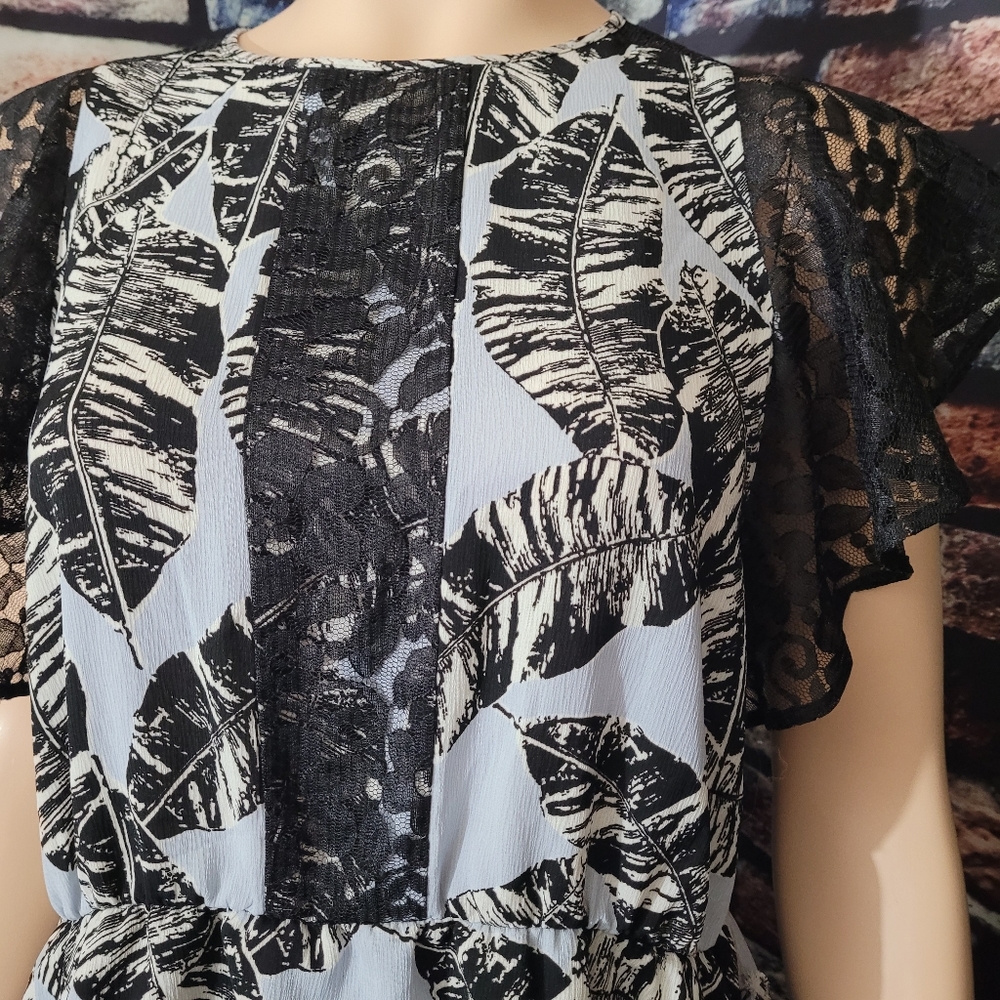 3 For $30 NWT Peplum Top with Lace Detail Cinched Waist - Picture 3 of 6